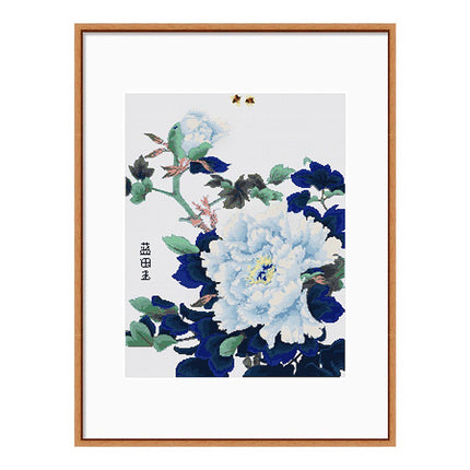 White Peonies Stamped Cross Stitch Kit, 22.8" x 28.7"