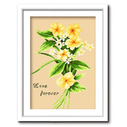 Love Forever Romantic Flowers Stamped Cross Stitch Kit, 16.9" x 22.4"