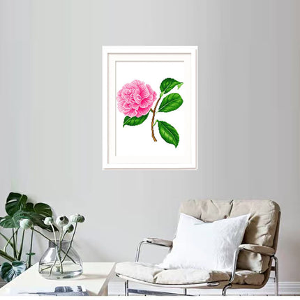 Single Pink Flower with Leaves Stamped Cross Stitch Kit, 14.6“ x 18.9”