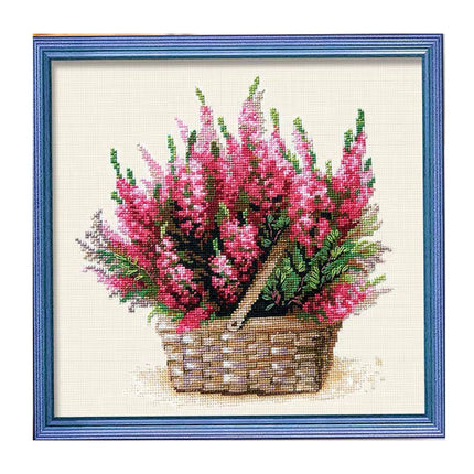 Eternal Beauty Flowers in Basket Stamped Cross Stitch Kit, 14.6" x 14.6"