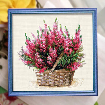 Eternal Beauty Flowers in Basket Stamped Cross Stitch Kit, 14.6" x 14.6"