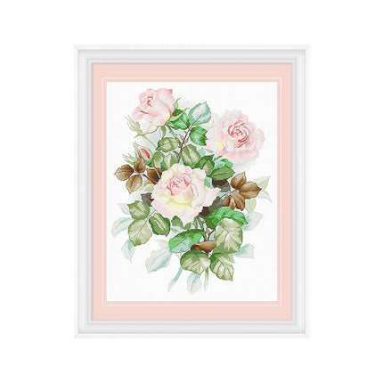 Trio of Pink Roses Stamped Cross Stitch Kit, 23.6" x 19.7"