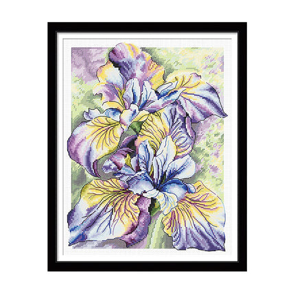 Watercolors Iris Dance Stamped Cross Stitch Kit, 14.6" x 17.7"