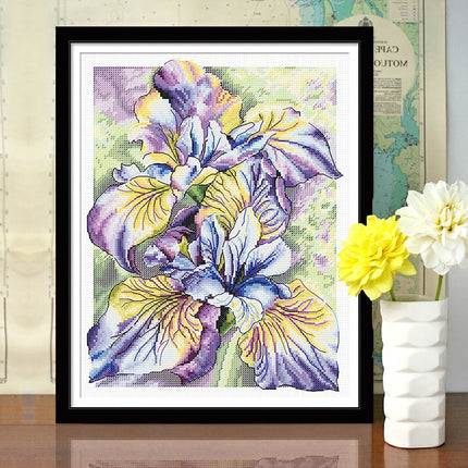 Watercolors Iris Dance Stamped Cross Stitch Kit, 14.6" x 17.7"