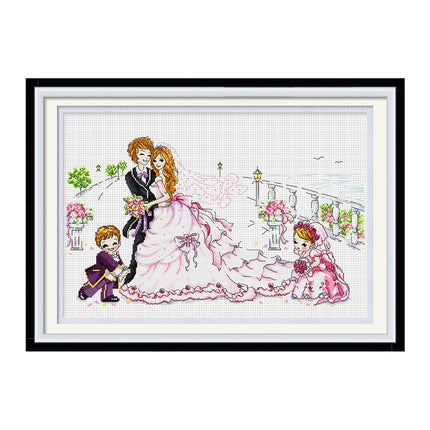 Happy EveryDay Wedding Stamped Cross Stitch Kit, 29.5" x 18.9"