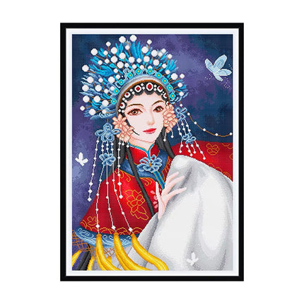 Peking Opera Girl Stamped Cross Stitch Kit, 19.7" x 25.6"