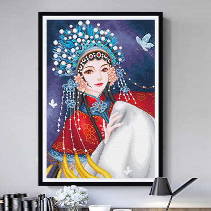 Peking Opera Girl Stamped Cross Stitch Kit, 19.7" x 25.6"