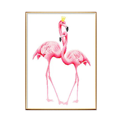 Couple Flamingo in Pink Stamped Cross Stitch Kit, 20.8" x 29.5"