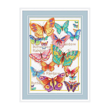 Rainbow Butterflies Stamped Cross Stitch Kit, 17.3" x 21.7"