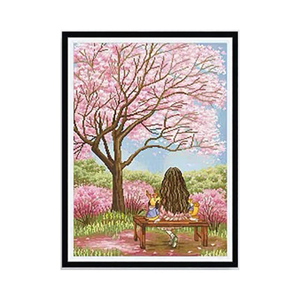 The Girl of Sakura Stamped Cross Stitch Kit, 19.7" x 25.6"