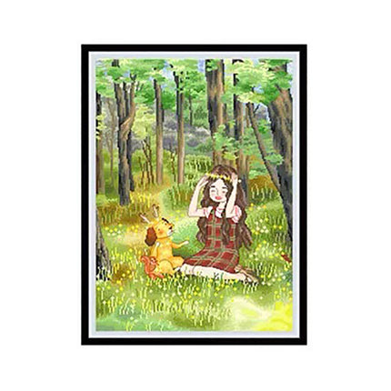 The Forest Girl Stamped Cross Stitch Kit, 19.7" x 25.6"