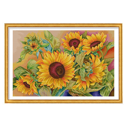 Sunflower's Sunlit Rendezvous Stamped Cross Stitch Kit, 51.2" x 35.4"