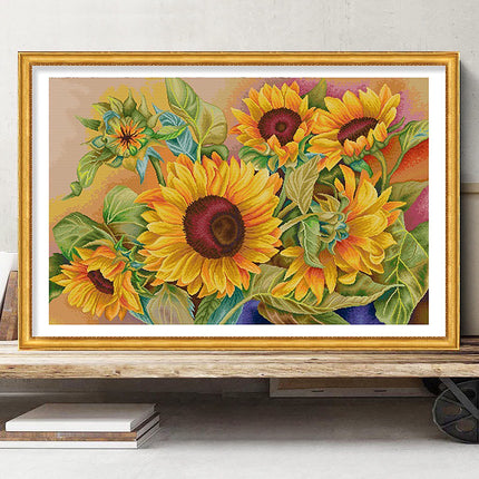 Sunflower's Sunlit Rendezvous Stamped Cross Stitch Kit, 51.2" x 35.4"