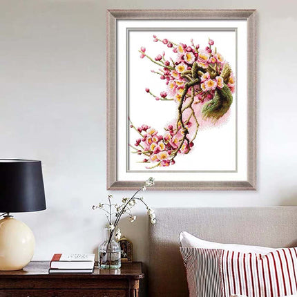 Fragrant Plum Blossoms Stamped Cross Stitch Kit, 15.7" x 18.9"