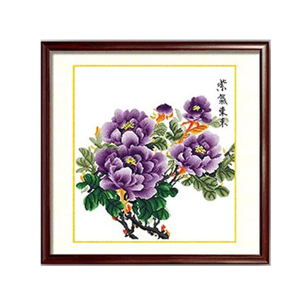 Purple Peonies Stamped Cross Stitch Kit, 23.6" x 23.6"