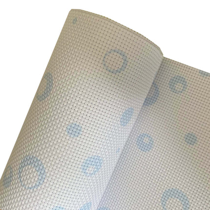 11 Count Aida Cloth in Blue Bubble Polka Dot on White