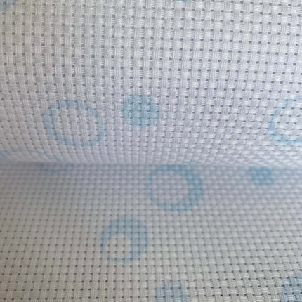 11 Count Aida Cloth in Blue Bubble Polka Dot on White