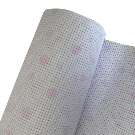 11 Count Aida Cloth in Pink Polka Dot on White