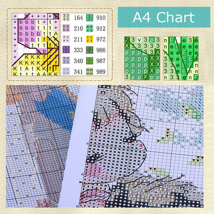 Two Birds and Lilacs Stamped Cross Stitch Kit, 19.7" x 23.6"